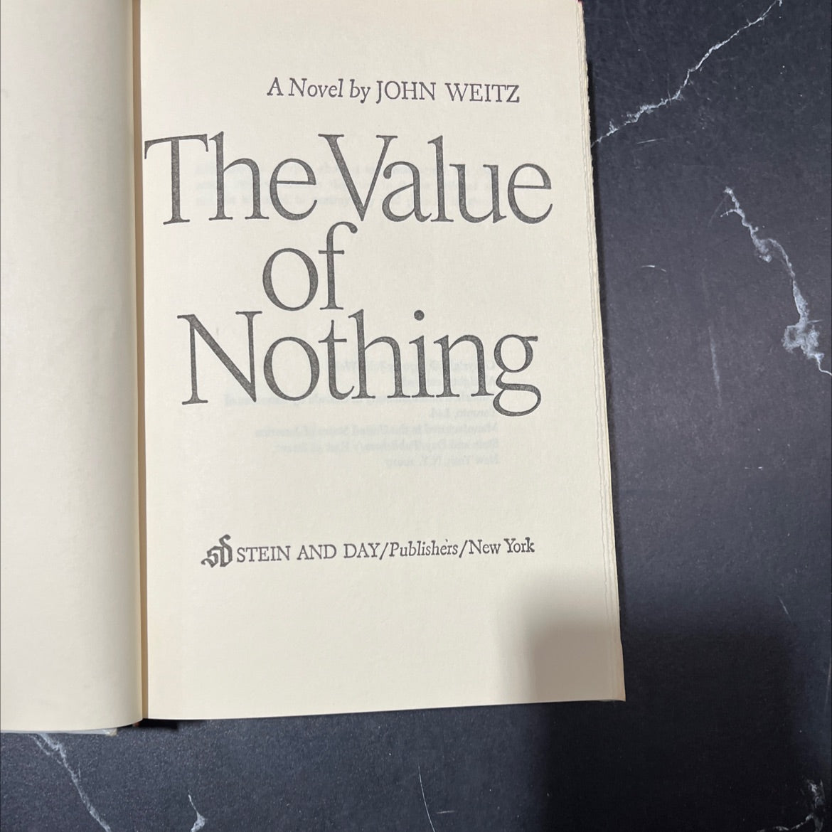 the value of nothing book, by john weitz, 1970 Hardcover image 2