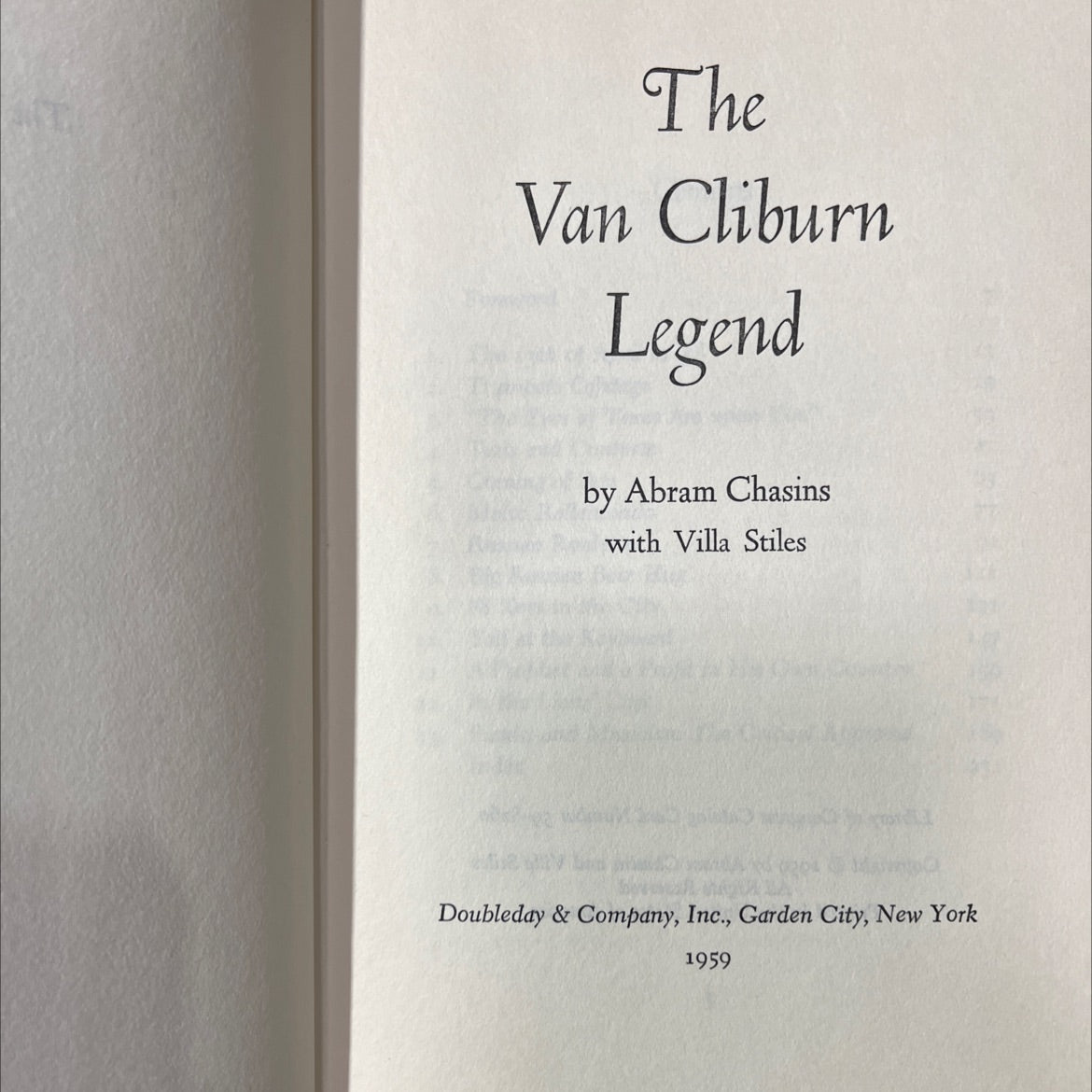 the van cliburn legend book, by abram chasins with villa stiles, 1959 Hardcover image 2