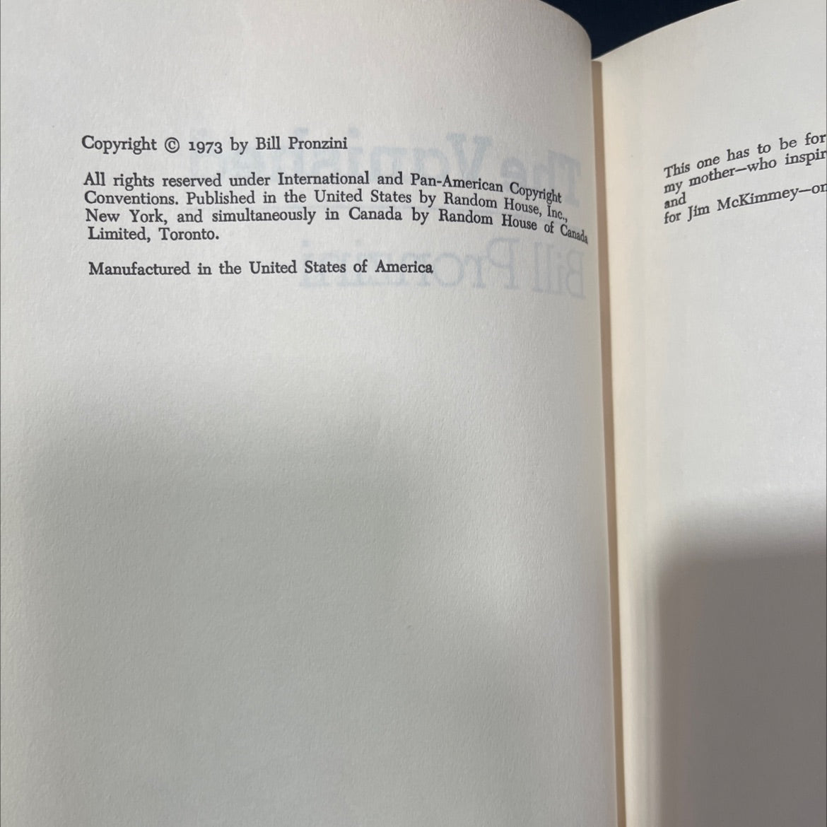 the vanished book, by Bill Pronzini, 1973 Hardcover image 3