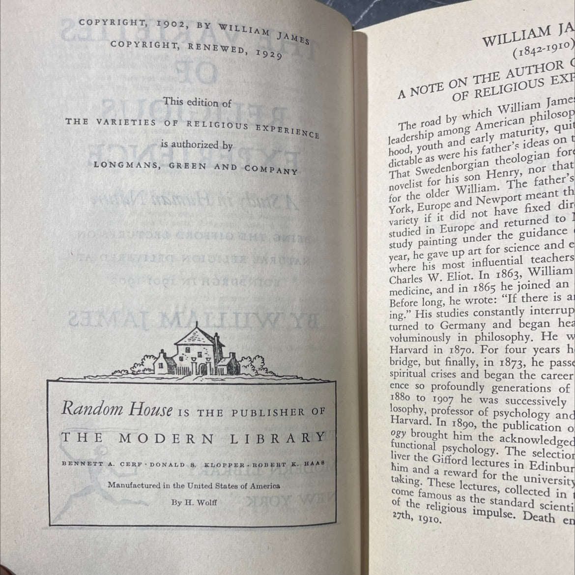 the varieties of religious experience a study in human nature book, by william james, 1929 Hardcover image 3