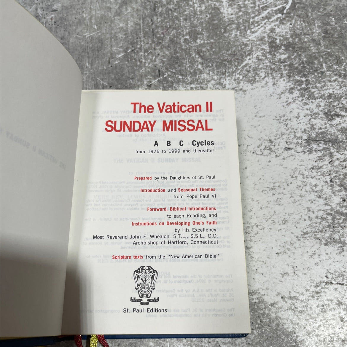 the vatican ii sunday missal book, by daughters of st. paul, 1999 Hardcover image 2