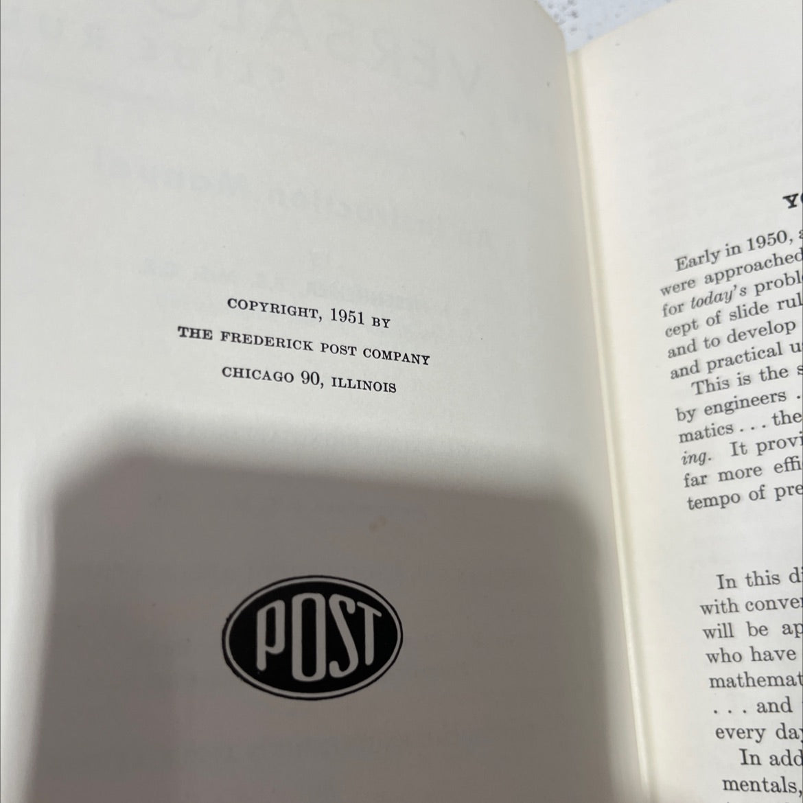 the versalog slide rule an instruction manual book, by e. i. fiesenheiser, 1951 Hardcover image 3