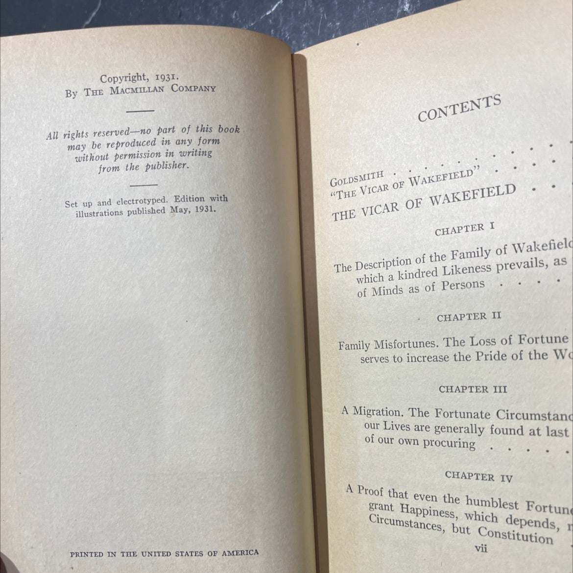 the vicar of wakefield book, by oliver goldsmith, 1931 Hardcover image 3