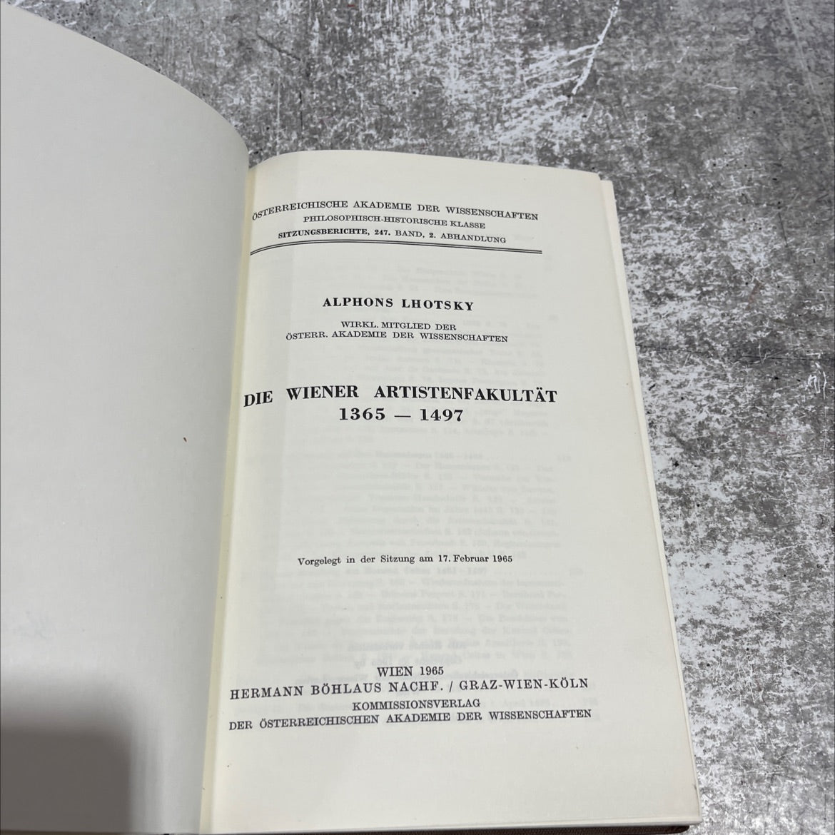 the vienna faculty of arts book, by alphons lhotsky, 1965 Hardcover image 2