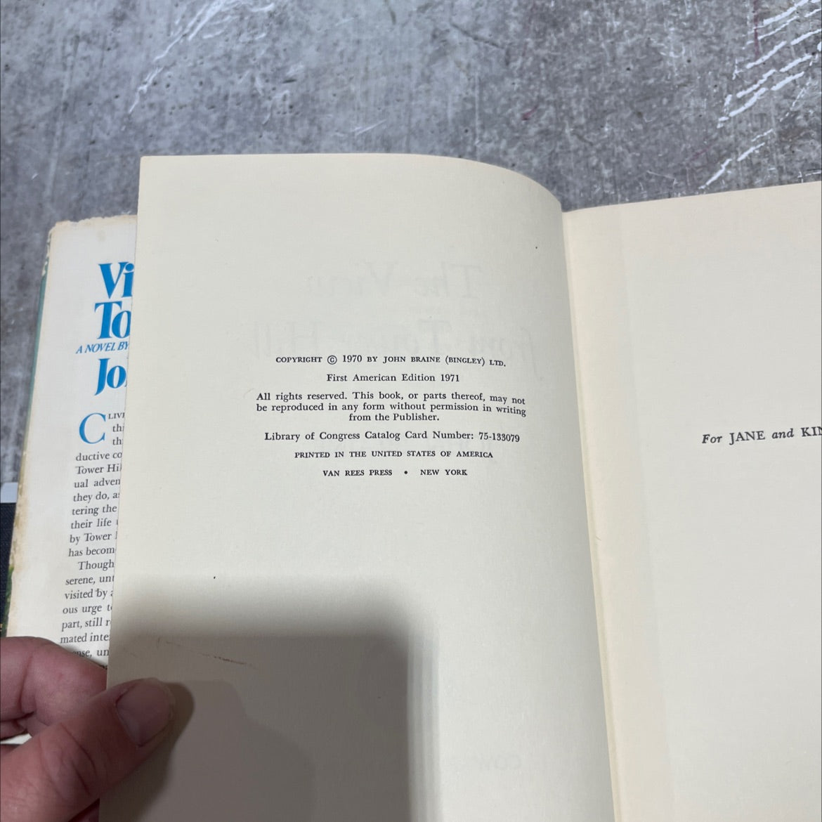 the view from tower hill book, by john braine, 1971 Hardcover image 3