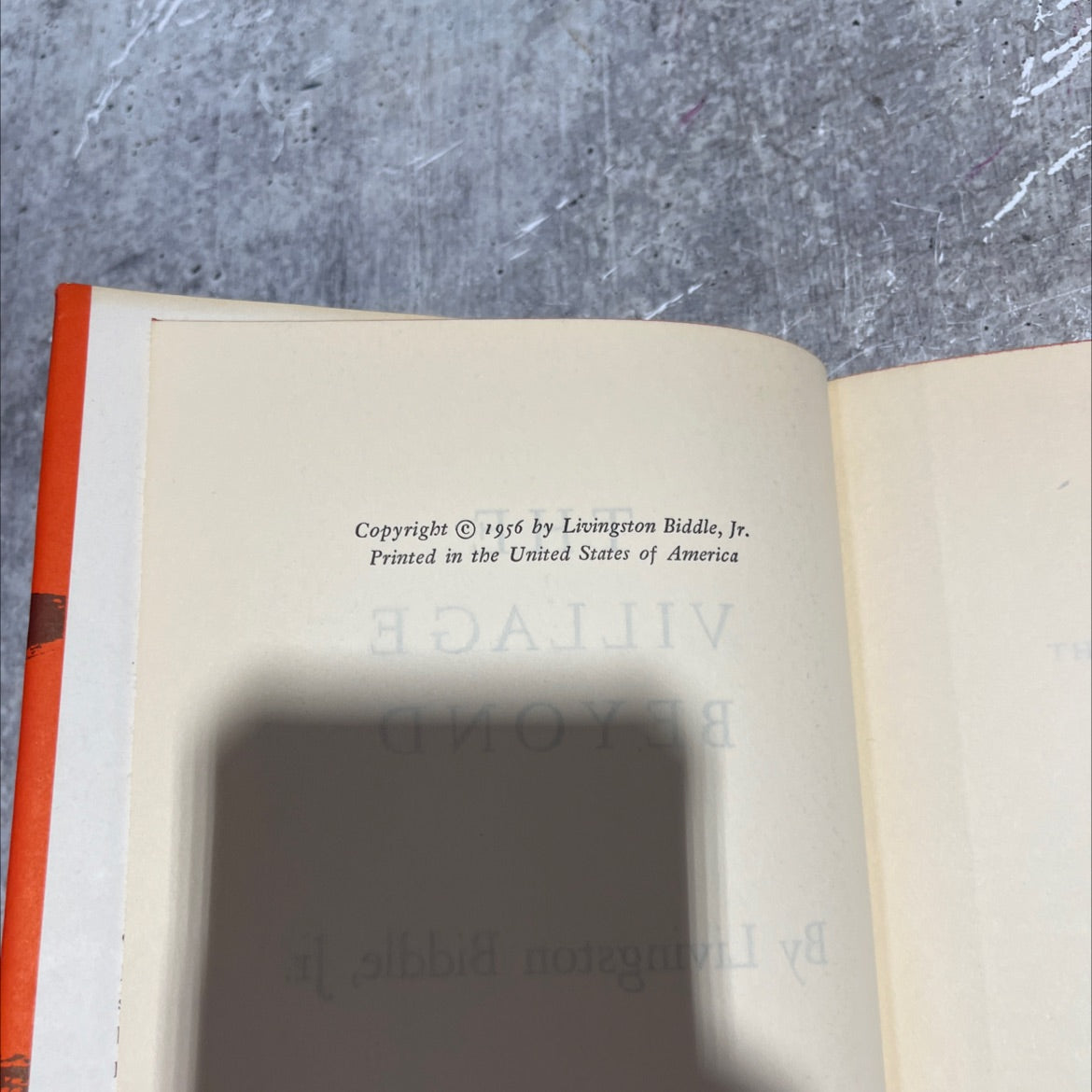 the village beyond book, by Livingston Biddle, Jr., 1956 Hardcover image 3