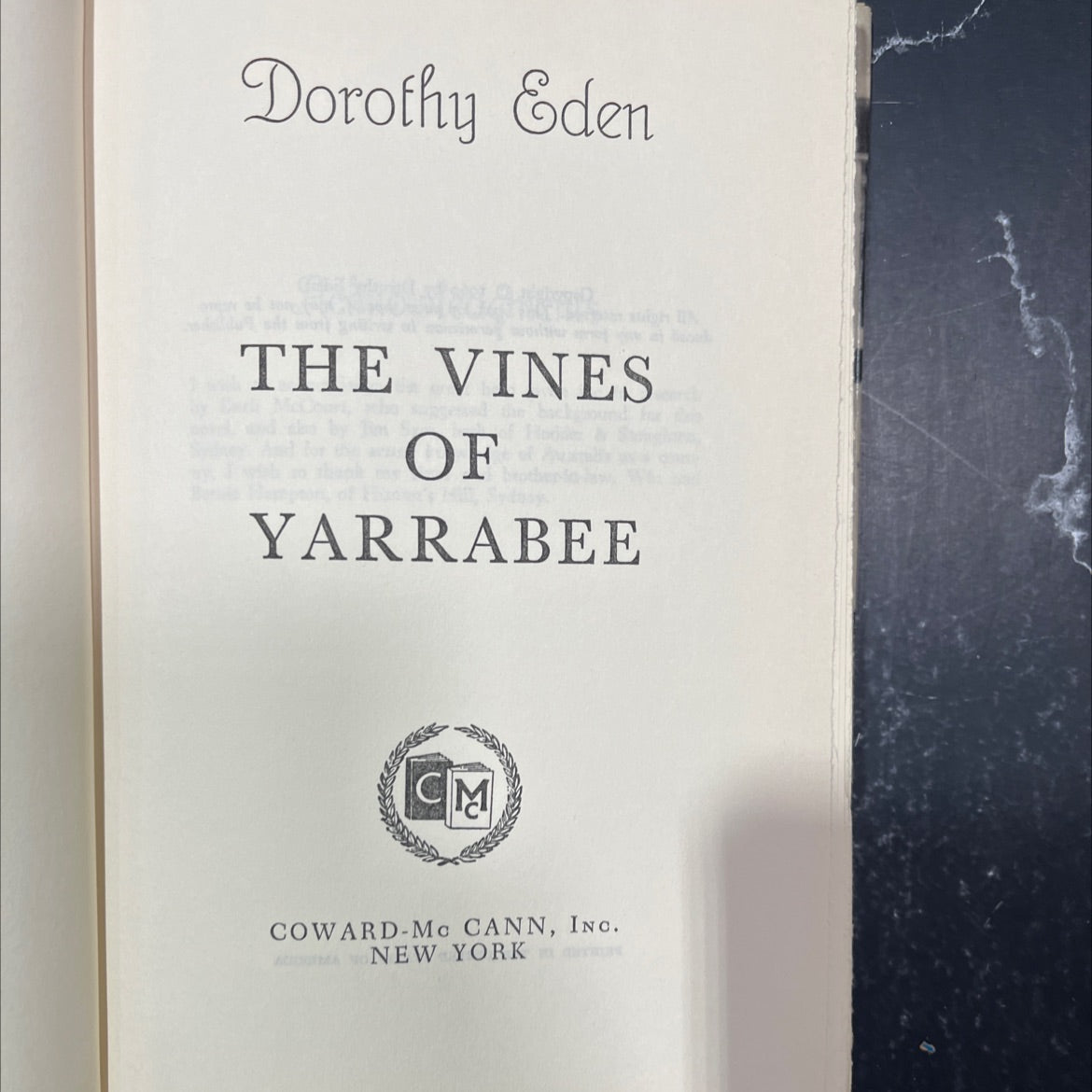 the vines of yarrabee book, by dorothy eden, 1969 Hardcover image 2