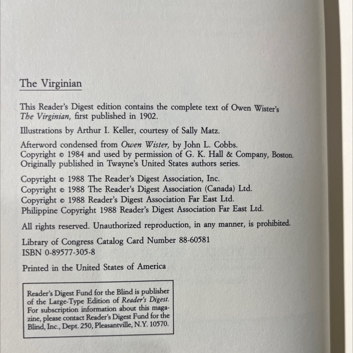 the virginian a horseman of the plains book, by owen wister, 1988 Hardcover image 3