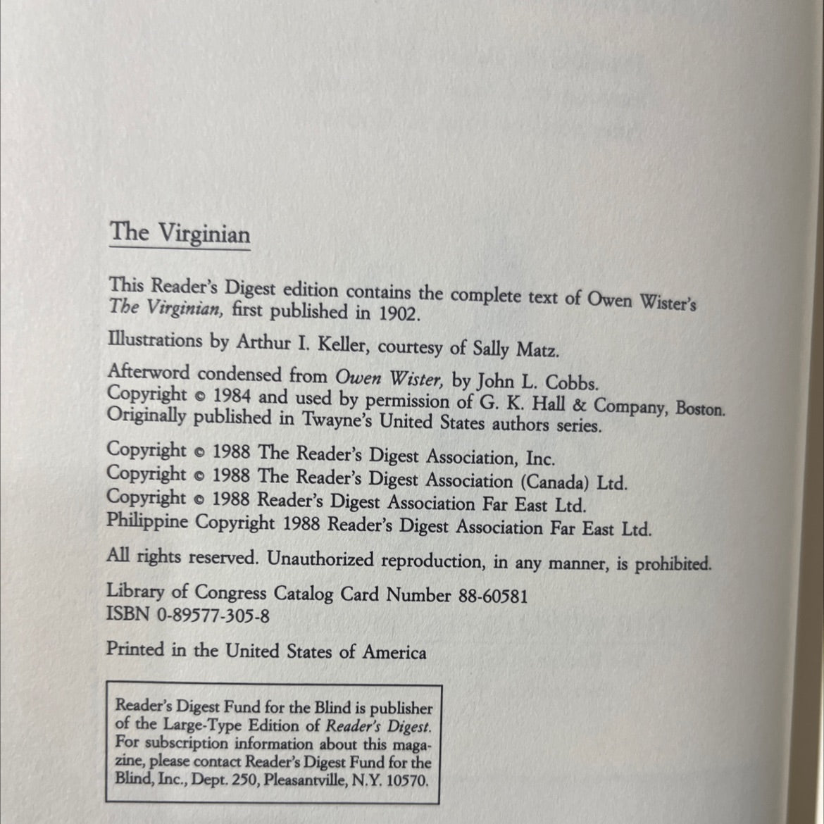 the virginian a horseman of the plains book, by owen wister, 1988 Hardcover image 3