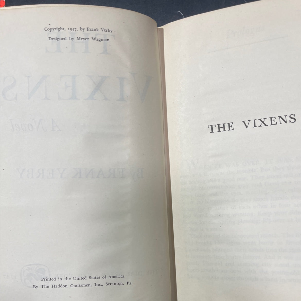 the vixens book, by frank yerby, 1947 Hardcover image 3