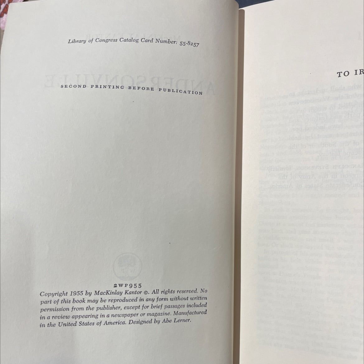the voice of bugle ann book, by mac kinlay kantor, 1955 Hardcover image 3