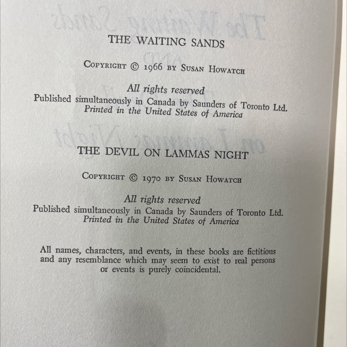 the waiting sands and the devil on lammas night book, by susan howatch, 1970 Hardcover image 3