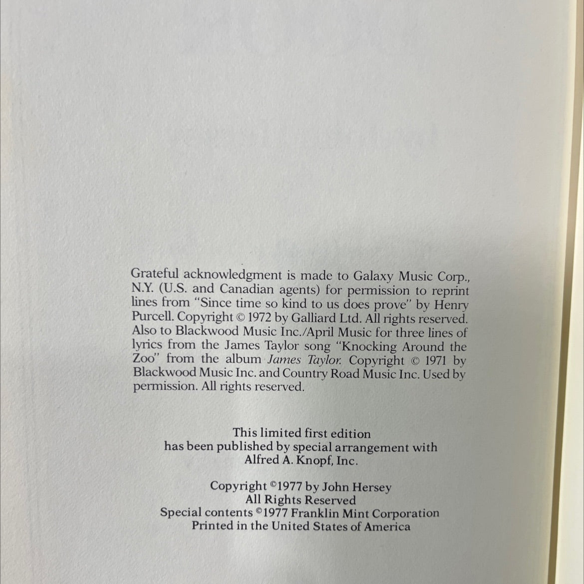 the walnut door book, by John Hersey, 1977 Leather image 3