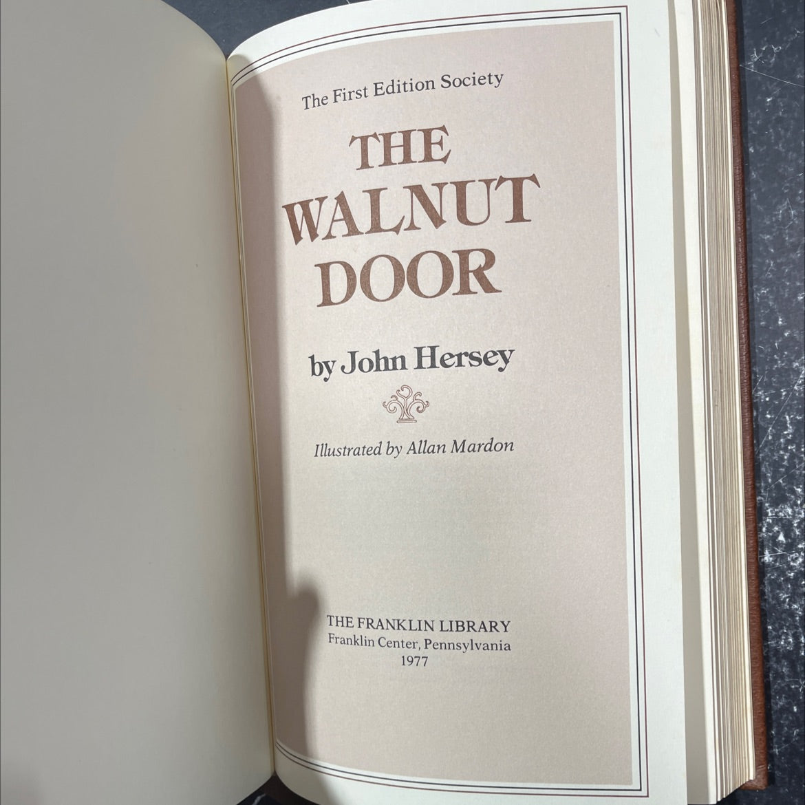 the walnut door book, by John Hersey, 1977 Leather image 2