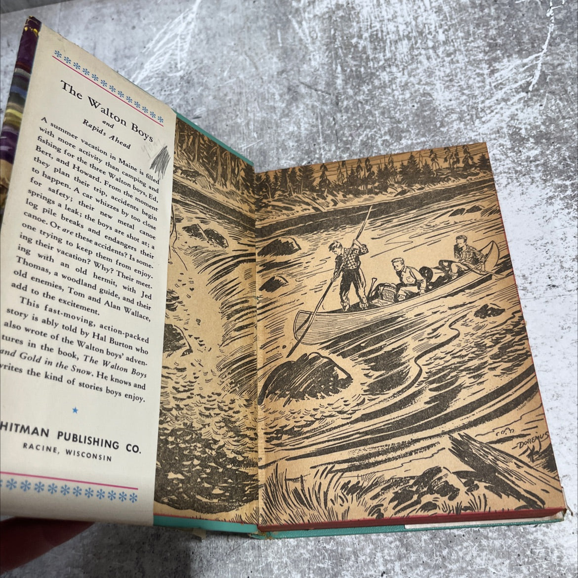 the walton boys and rapids ahead book, by hal burton, 1950 Hardcover image 4