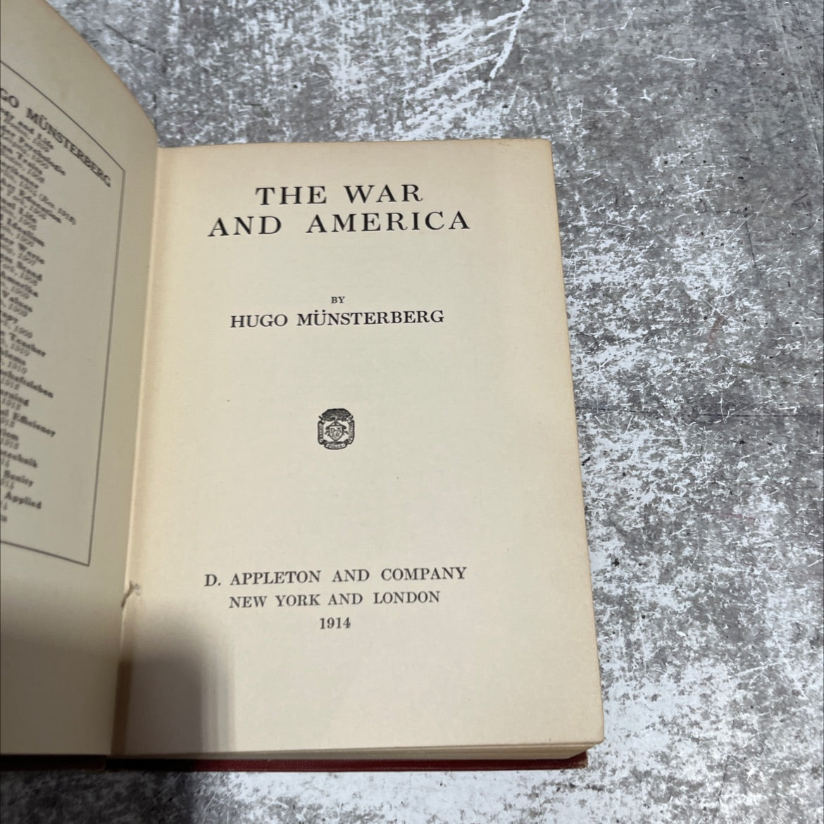 the war and america book, by hugo münsterberg, 1914 Hardcover image 2