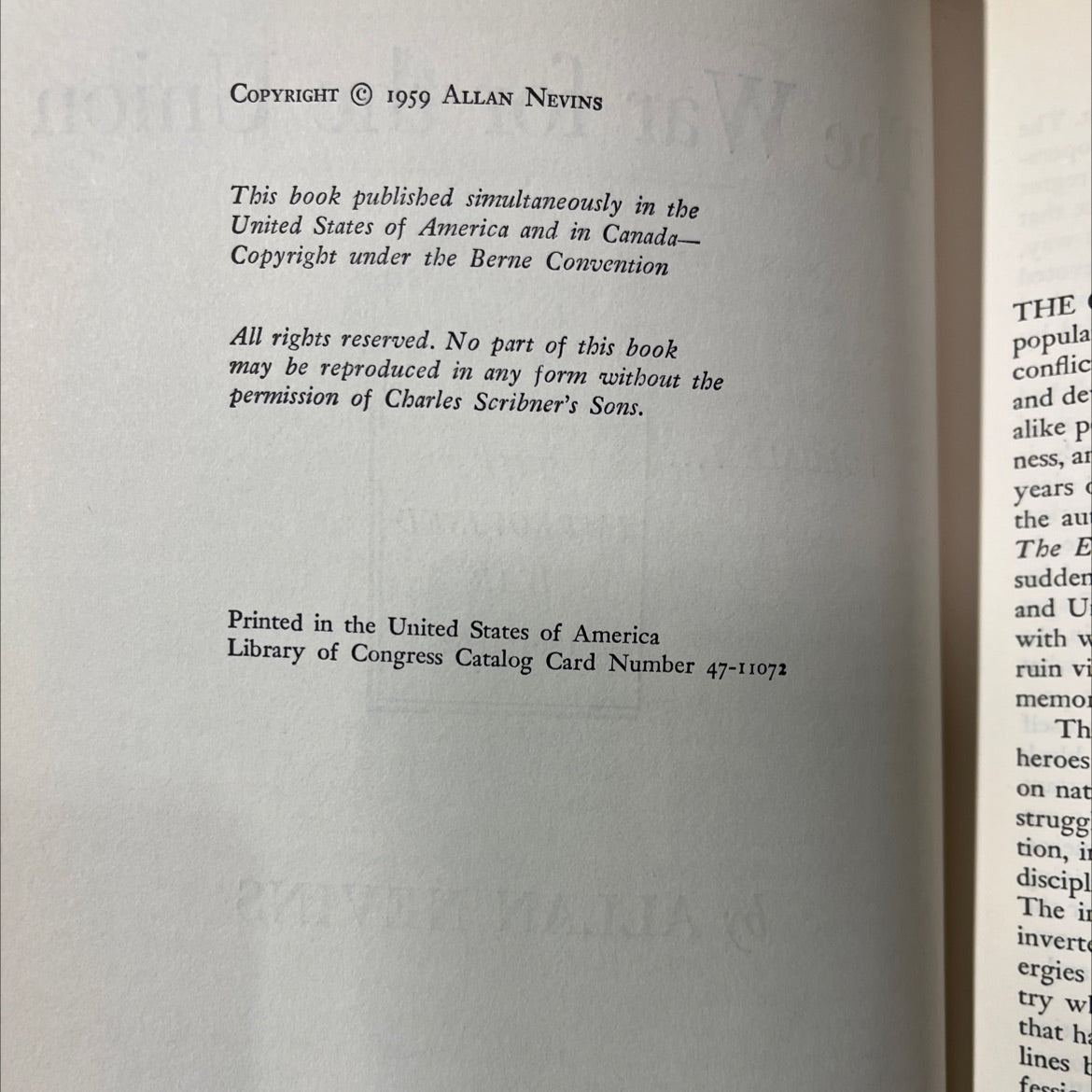 the war for the union volume i the improvised war 1861 1862 book, by allan nevins, 1959 Hardcover image 3