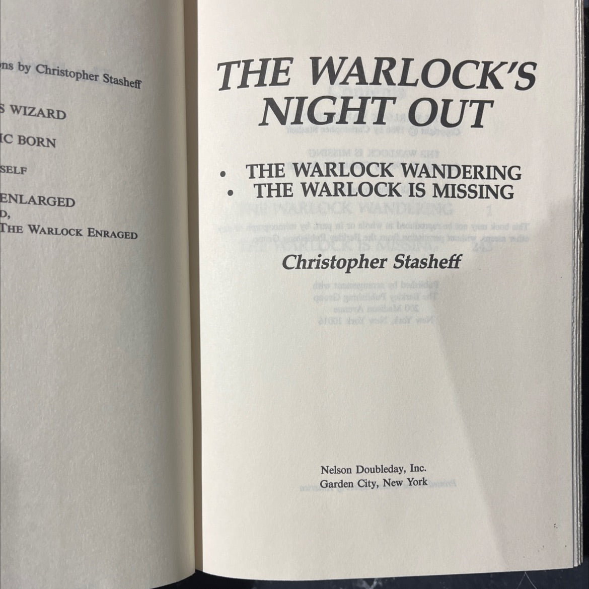 the warlock is missing book, by Christopher Stasheff, 1986 Hardcover image 2