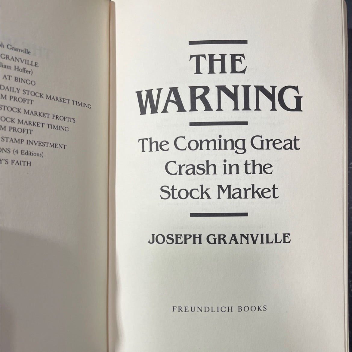 the warning book, by Joseph E. Granville, 1985 Hardcover image 2