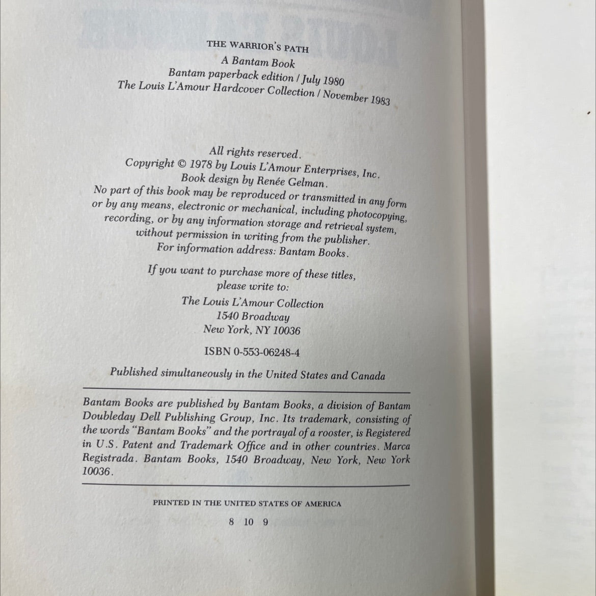 the warrior's path book, by louis l'amour, 1983 Leather image 3