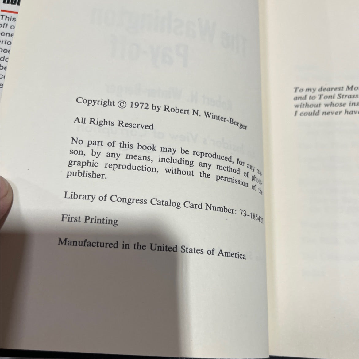 the washington pay-off book, by robert n. winter-berger, 1972 Hardcover image 3