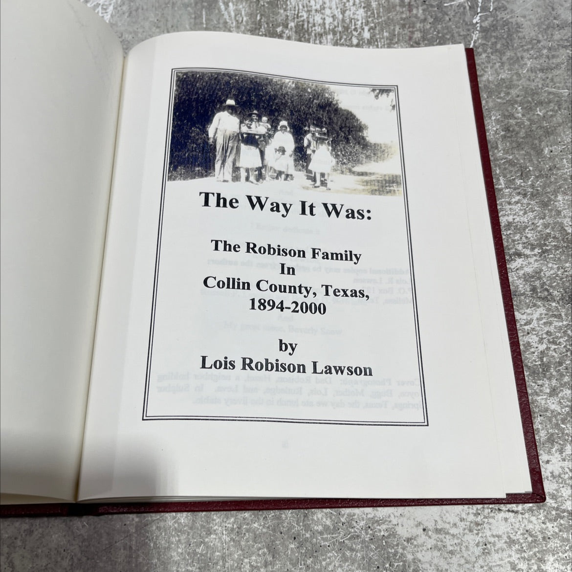 the way it was: the robison family in collin county, texas, 1894-2000 book, by lois robison lawson, 2000 Hardcover image 2