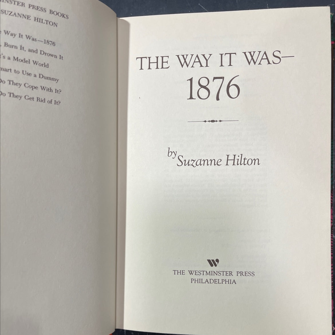 the way it was-1876 book, by suzanne hilton, 1975 Hardcover image 2