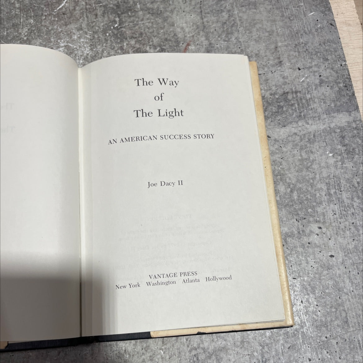 SIGNED the way of the light an american success story book, by Joe Dacy II, 1977 Hardcover, First Edition image 2
