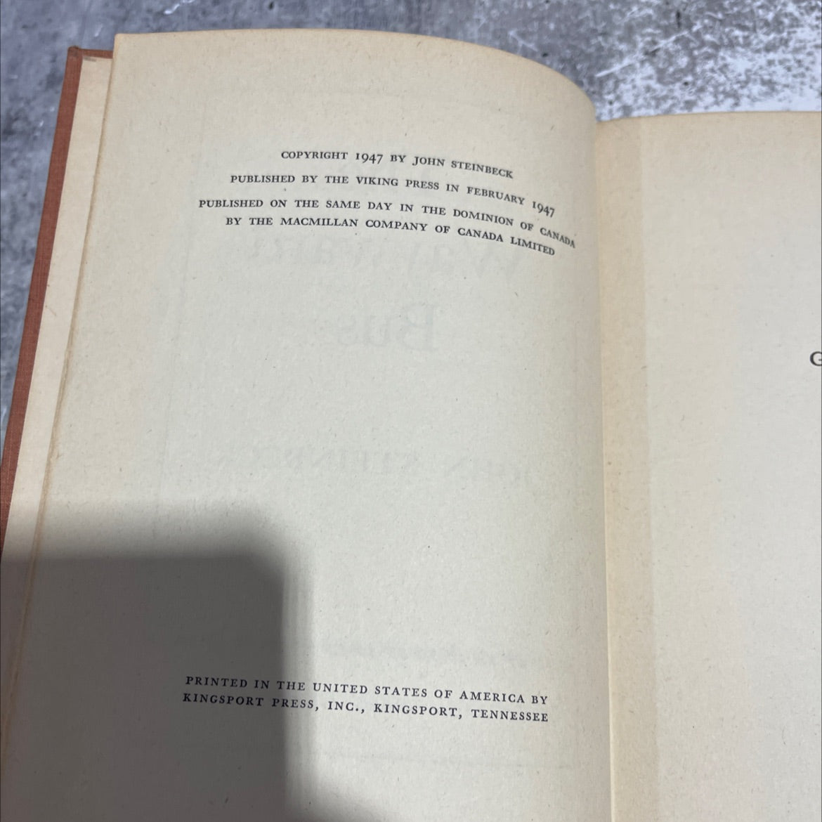 the wayward bus book, by john steinbeck, 1947 Hardcover image 3