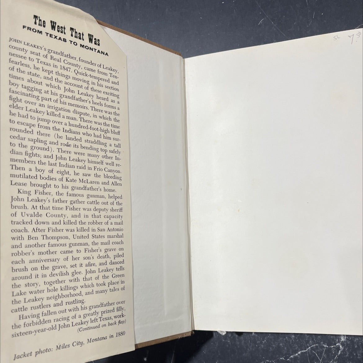 the west that was from texas to montana book, by john leakey as told to nellie snyder yost, 1958 Hardcover image 4
