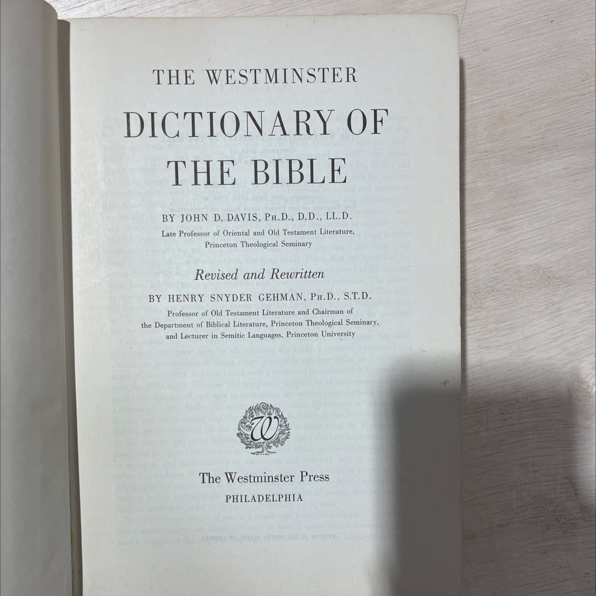 the westminster dictionary of the bible book, by john d. davis, ph.d., d.d., ll.d. and henry snyder gehman, ph.d., image 2