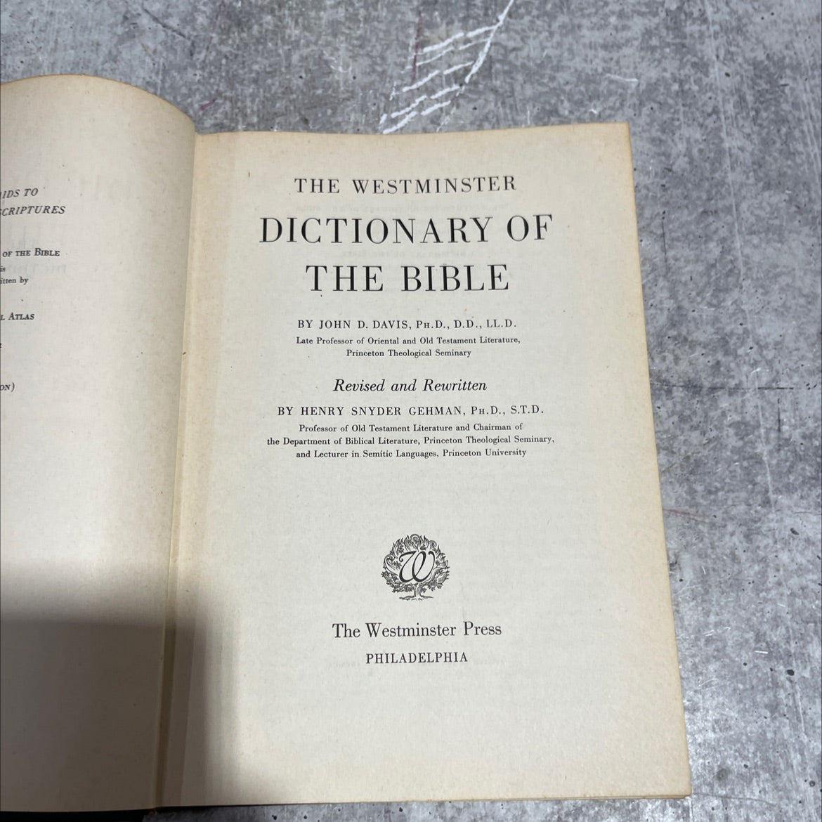 the westminster dictionary of the bible book, by john d. davis, ph.d., d.d., ll.d. and henry snyder gehman, ph.d., image 2