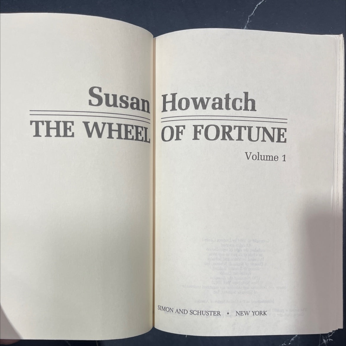 the wheel of fortune volume 1 book, by Susan Howatch, 1984 Hardcover image 2