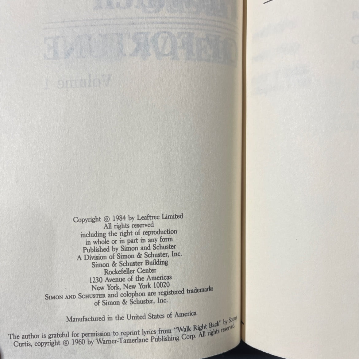 the wheel of fortune volume 1 book, by Susan Howatch, 1984 Hardcover image 3