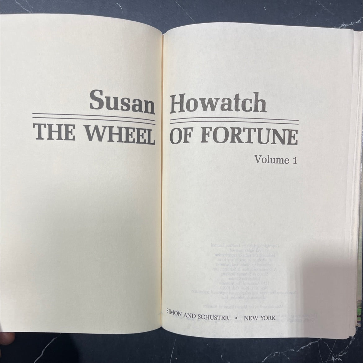 the wheel of fortune volume 1 book, by susan howatch, 1984 Hardcover image 2