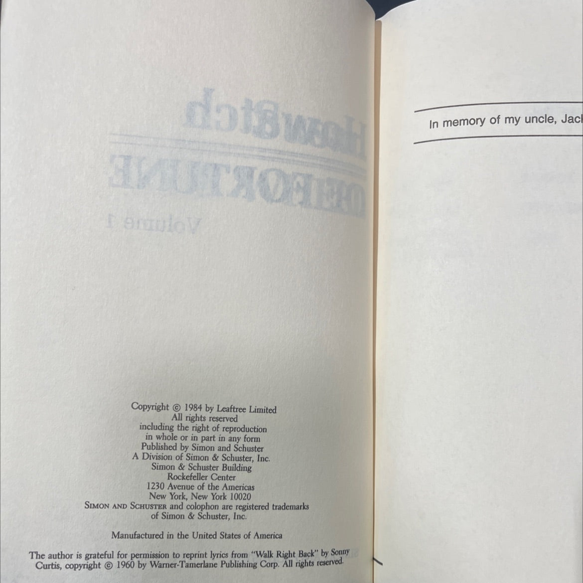 the wheel of fortune volume 1 book, by susan howatch, 1984 Hardcover image 3