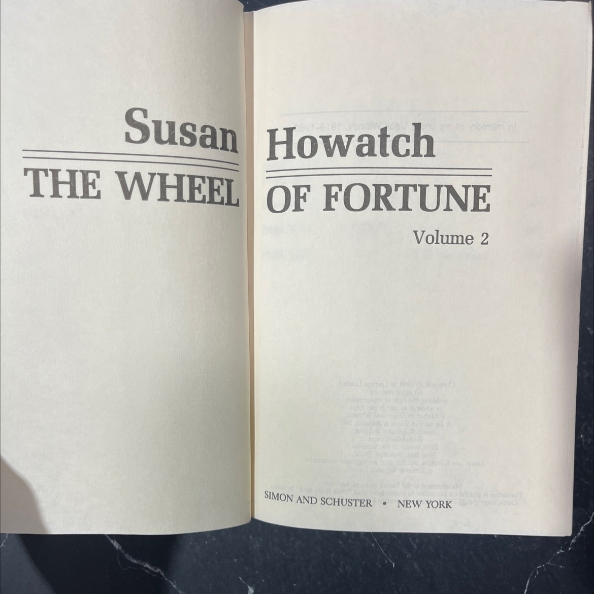 the wheel of fortune book, by Susan Howatch, 1984 Hardcover image 2