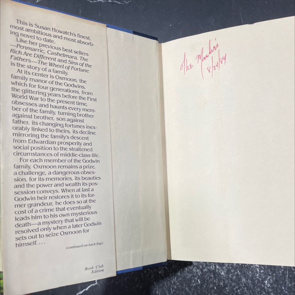 the wheel of fortune book, by Susan Howatch, 1989 Hardcover image 4