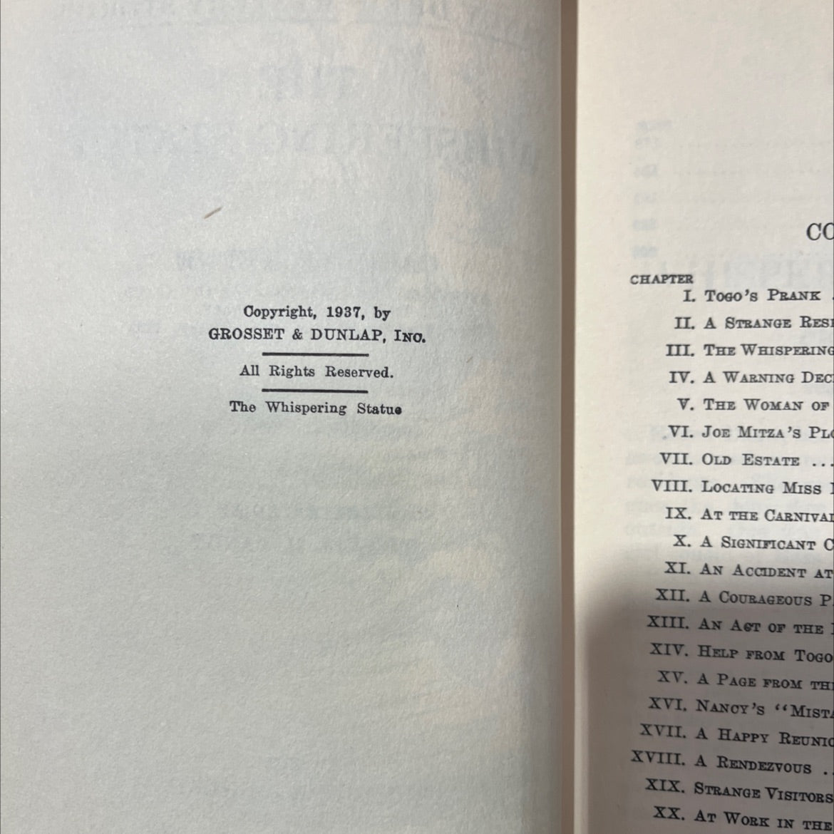 the whispering statue book, by carolyn keene, 1937 Hardcover image 3