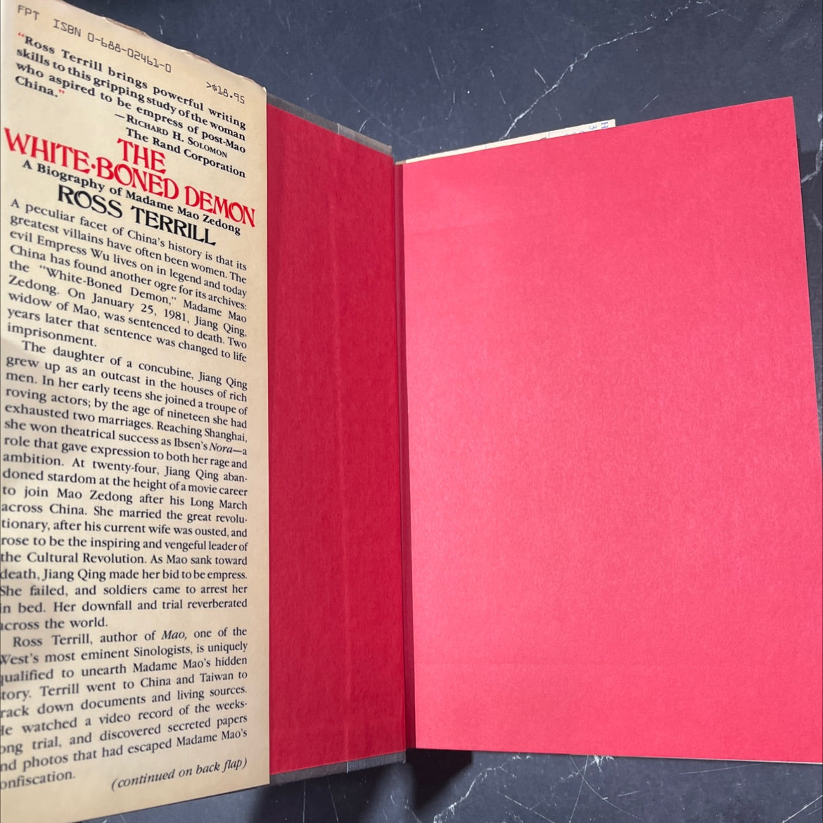the white-boned demon book, by Ross Terrill, 1984 Hardcover image 4