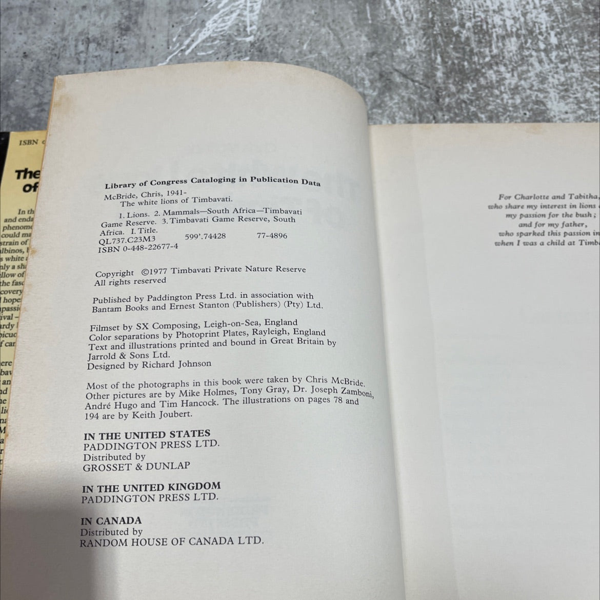 the white lions of timbavati book, by chris mcbride, 1977 Hardcover image 3