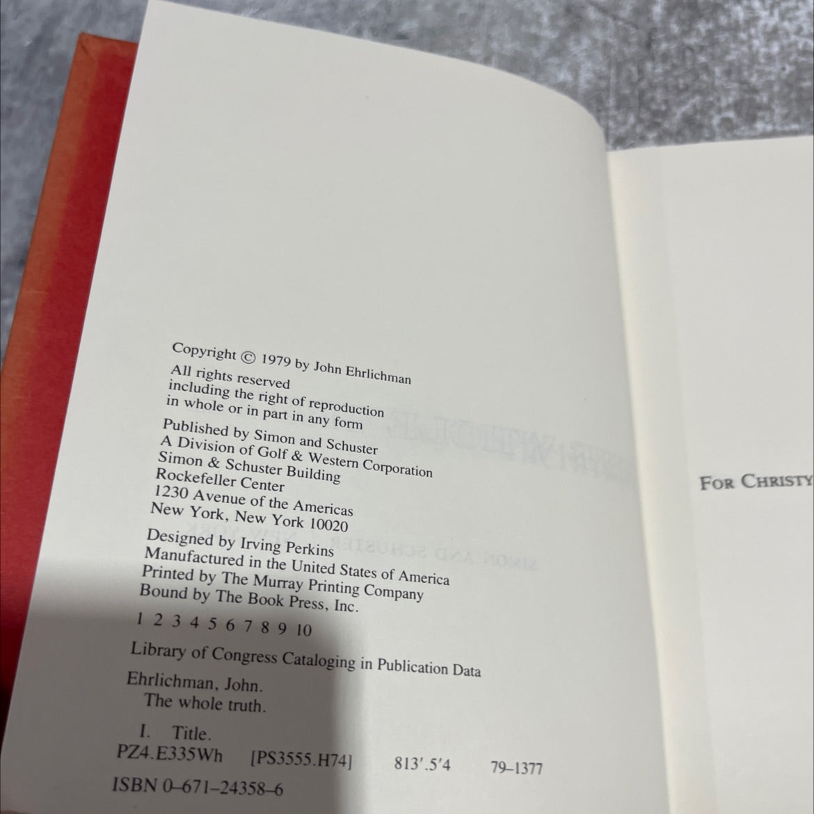 the whole truth book, by John Ehrlichman, 1979 Hardcover image 3
