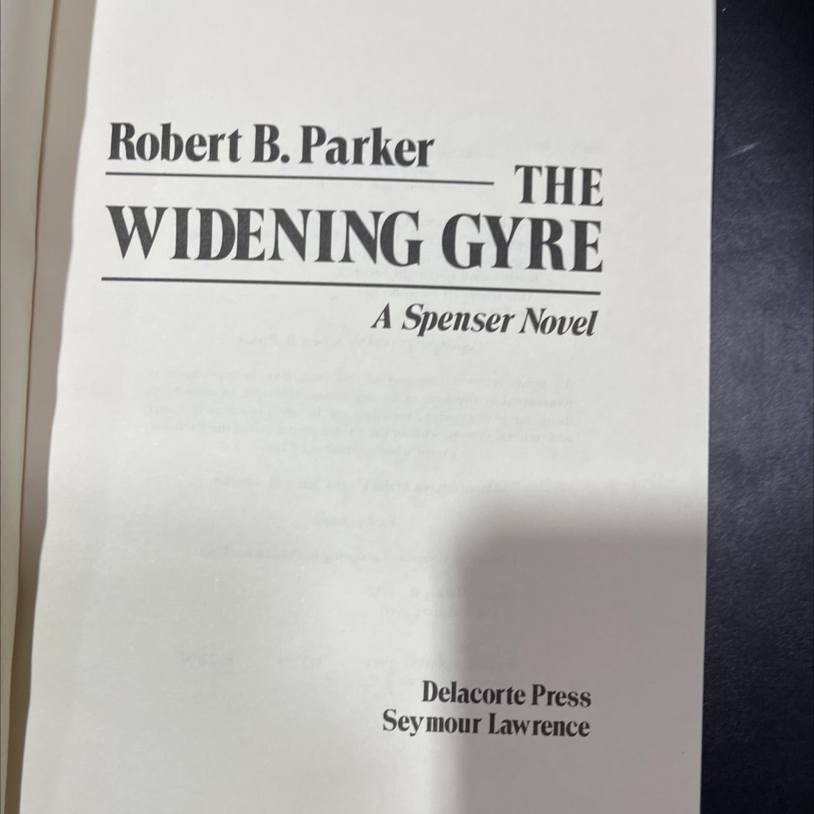 the widening gyre book, by Robert B. Parker, 1983 Hardcover, Vintage image 2