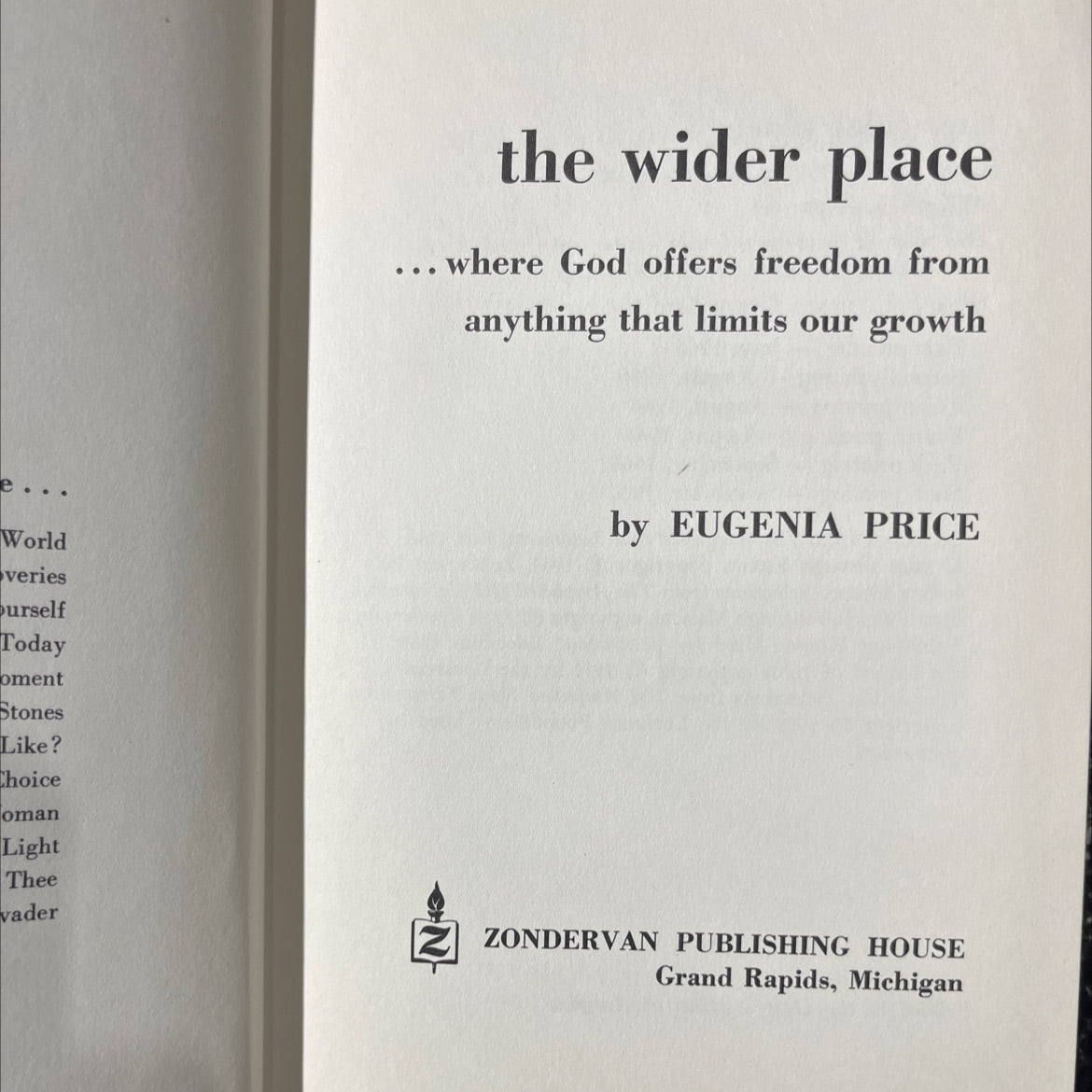 the wider place book, by eugenia price, 1966 Hardcover image 2