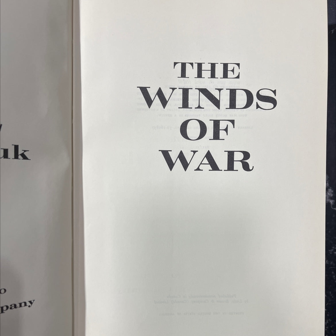 the winds of war book, by herman wouk, 1971 Hardcover image 2