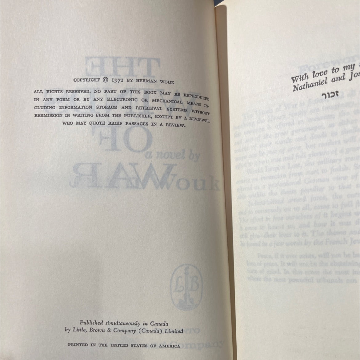 the winds of war book, by herman wouk, 1971 Hardcover image 3