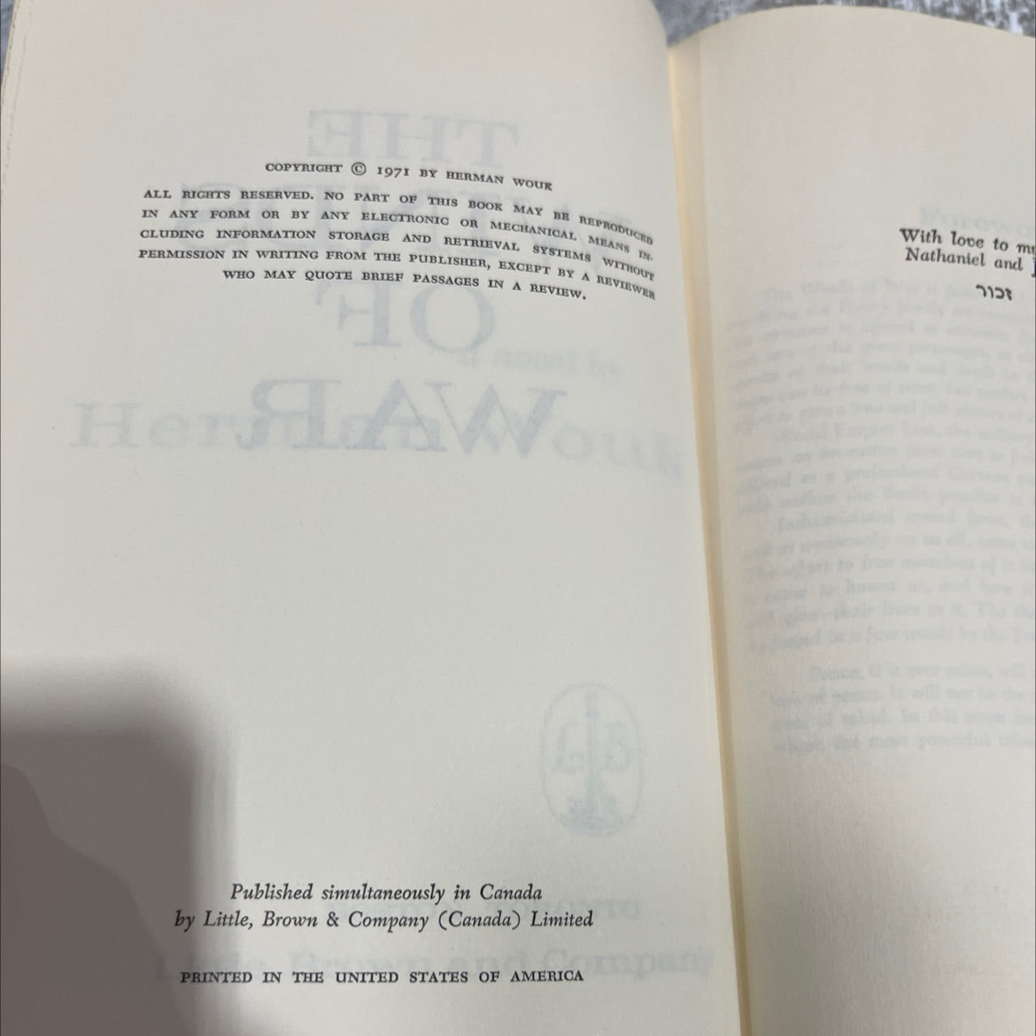 the winds of war book, by herman wouk, 1971 Hardcover image 3