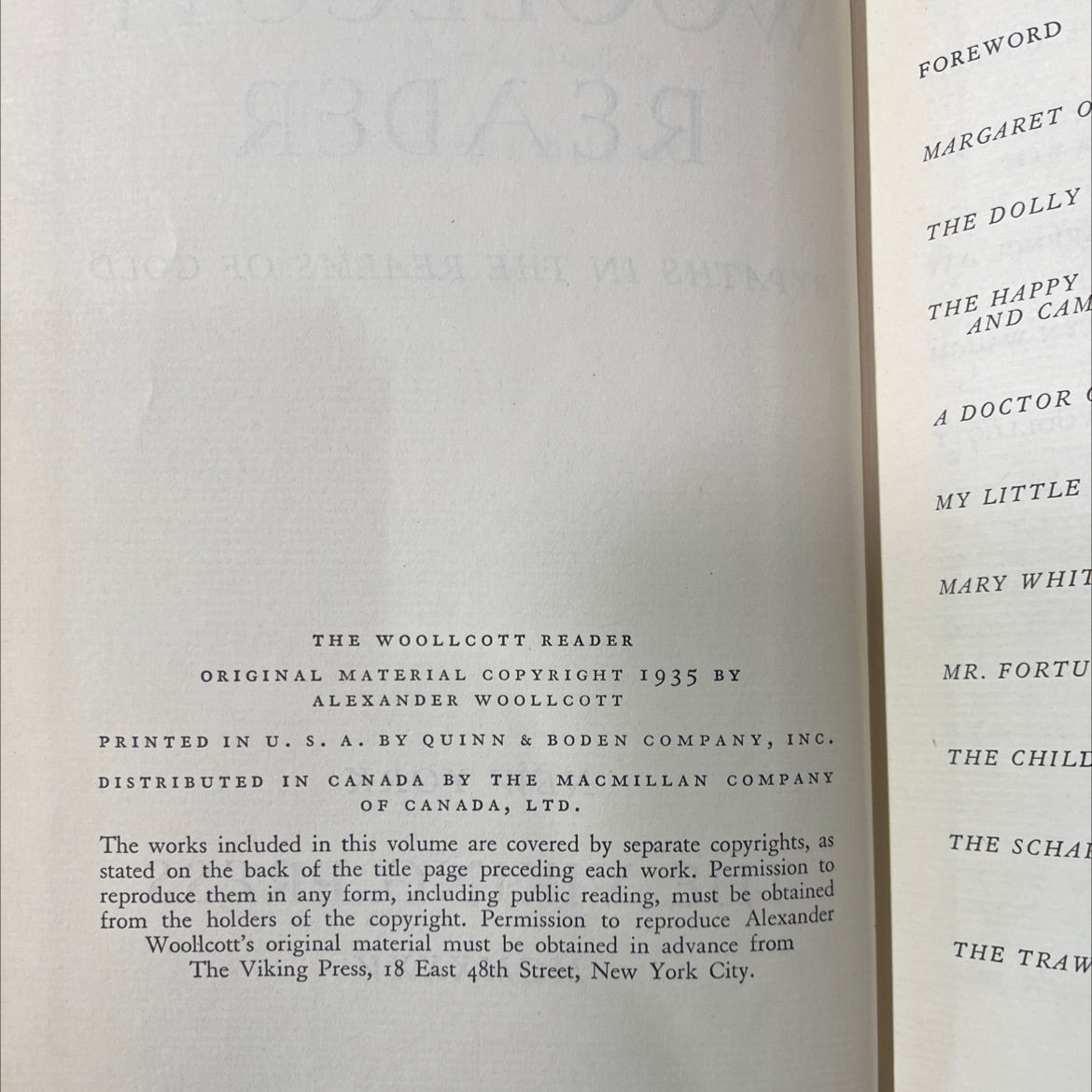 the woollcott reader book, by alexander woollcott, 1935 Hardcover image 3