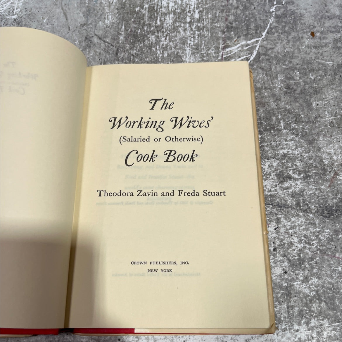 the working wives' cook book book, by Theodora Zavin and Freda Stuart, 1963 Hardcover image 2