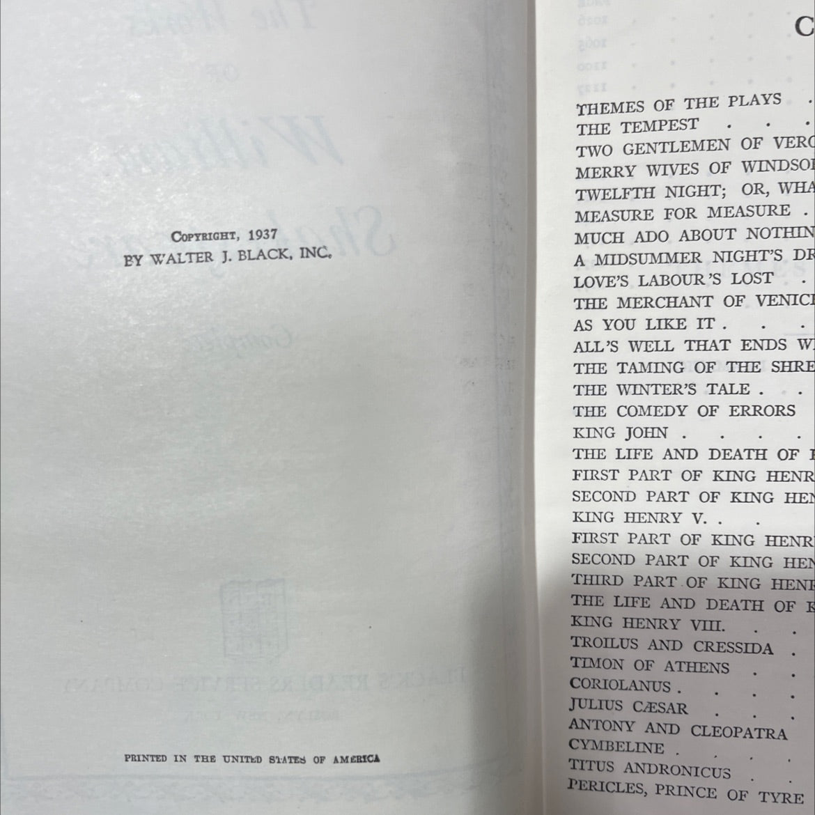 the works of william shakespeare complete book, by william shakespeare, 1937 Hardcover image 3